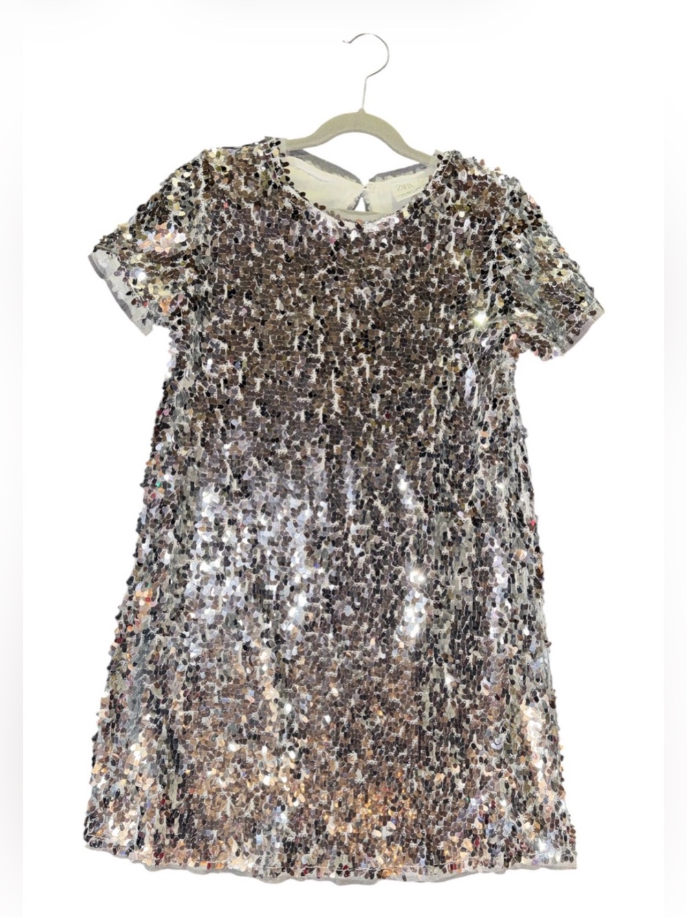 Zara Girls Silver Sequin Dress size 11-12